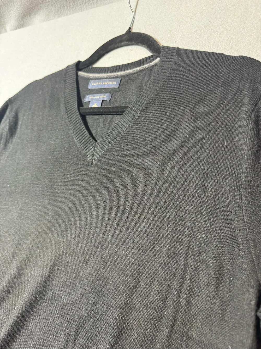Banana Republic Men’s Extra Fine Wool Black V-Neck Sweater